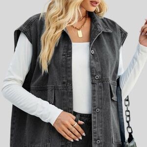 Stylish Gray Denim Vest